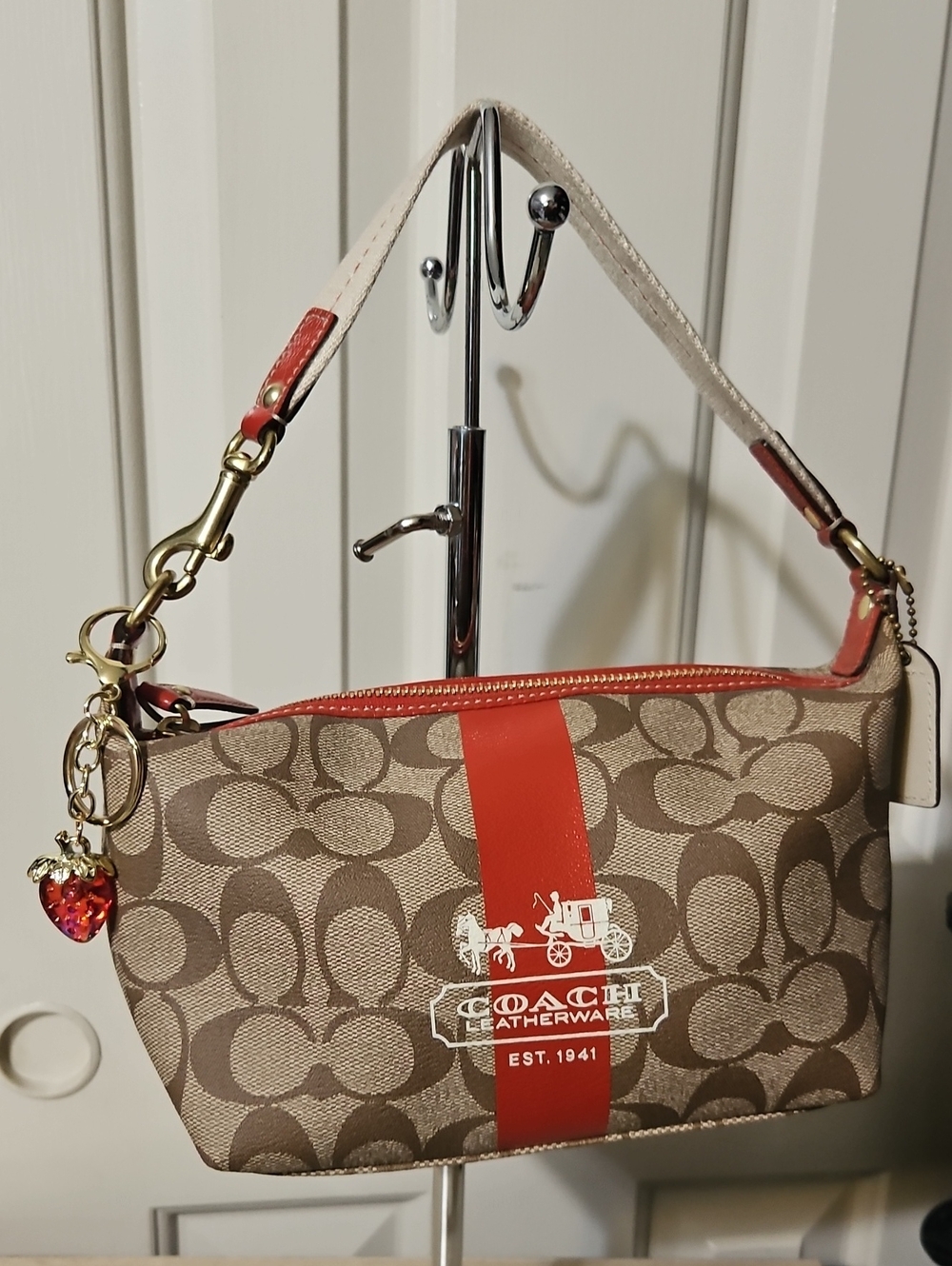 Coach NWOT Heritage Mini Signature Canvas Shoulder Bag with Tatersal Linning